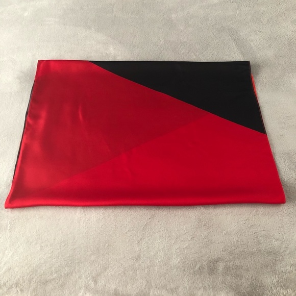 BLACK, RED, ORANGE COLOR BLOCKED SCARF/WRAP - Picture 3 of 7